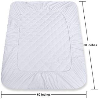 Utopia Bedding Quilted Fitted Mattress Pad, Queen Size, Elastic Fitted Mattress Topper Protector and Cover with Deep Pocket Stretches up to 16 Inches, Machine Washable (White)