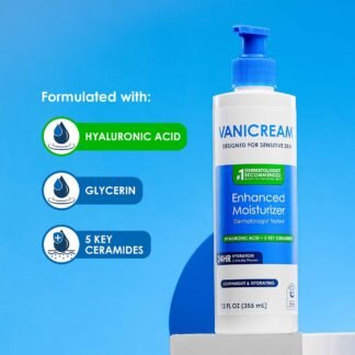 Vanicream Enhanced Moisturizer, 12 fl oz, Formulated without Common Irritants, Body & Face Moisturizer, All-Day Hydration with Hyaluronic Acid, Glycerin & Ceramides for...