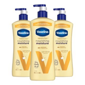 Vaseline Intensive Care Nourishing Moisture Body Lotion 3 Pk Made with Ultra-Hydrating Lipids + Pure Oat Extract for Dry Skin, for Nourished, Healthy-Looking Skin 20.3 oz