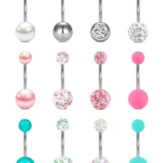 VCMART 14g Belly Button Ring Belly Button Piercing Belly Rings Surgical Steel Belly Button Rings 6mm 8mm 10mm 12mm 14mm 16mm 18mm Short Long Bar Belly Piercing Jewelry for Women