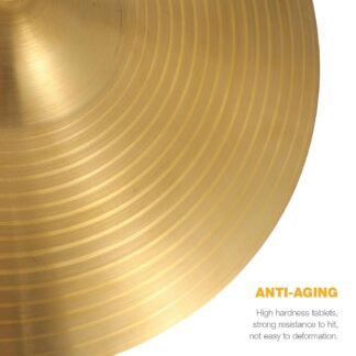 Veemoon 10 Inch Brass Cymbal Replacement Crash Cymbals Ride Drum Instrument Percussion Accessories Drum Kit for Beginner Player Percussion (Golden)