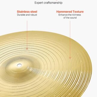 VEVOR Cymbal Pack, 5 Pieces Cymbals for Drum Set, Alloy Cymbals Drum Set Includes 14-inch Hi-Hats, 16-inch Crash, 18-inch Crash, 20-inch Ride, Drumsticks & Cymbal Bag, Alloy...