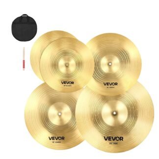VEVOR Cymbal Pack, 5 Pieces Cymbals for Drum Set, Alloy Cymbals Drum Set Includes 14-inch Hi-Hats, 16-inch Crash, 18-inch Crash, 20-inch Ride, Drumsticks & Cymbal Bag, Alloy...