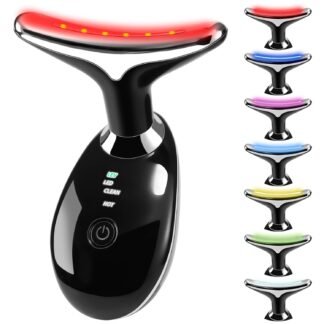 VGY 7-in-1 Face Massager Tool for Skin Care, Multi-Function Electric Red Light Therapy for Face, Wrinkles, Double Chin (Black)