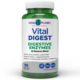 Vital Planet – Vital Digest Natural Digestive Enzymes Supports Breakdown of Proteins, Fats, and Carbohydrates and Reduces Occasional Gas, Bloating and Indigestion 90 Capsules...