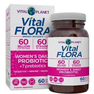 Vital Planet - Vital Flora Women’s Daily Probiotic 60 Billion CFU, 60 Diverse Strains, 7 Organic Prebiotics, Vaginal and Immune Support, Bloating, Digestive Health Probiotics...