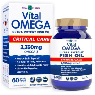 Vital Planet - Vital Omega 3 Fish Oil Critical Care Supplement with 2350mg of High Potency Wild Caught Omega 3 Fatty Acid Supplements EPA DHA and DPA for Heart Health 60...