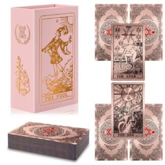 Waterproof Tarot Cards with Meanings on Them Gold Tarot Cards with Guide Book Gold Foil for Beginners 78 Classic Origina Rider Waite Taro Deck Fortune Telling Game