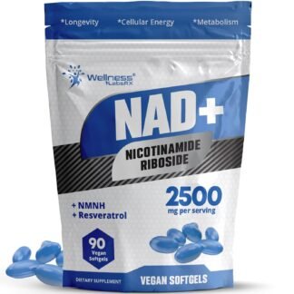 WELLNESS LABSRX NAD+ Supplement - Third-Party Tested NMNH Supplement Softgels, NAD Resveratrol 2500mg NAD Supplements for Anti-Aging, Longevity, and Cellular Health Support -...