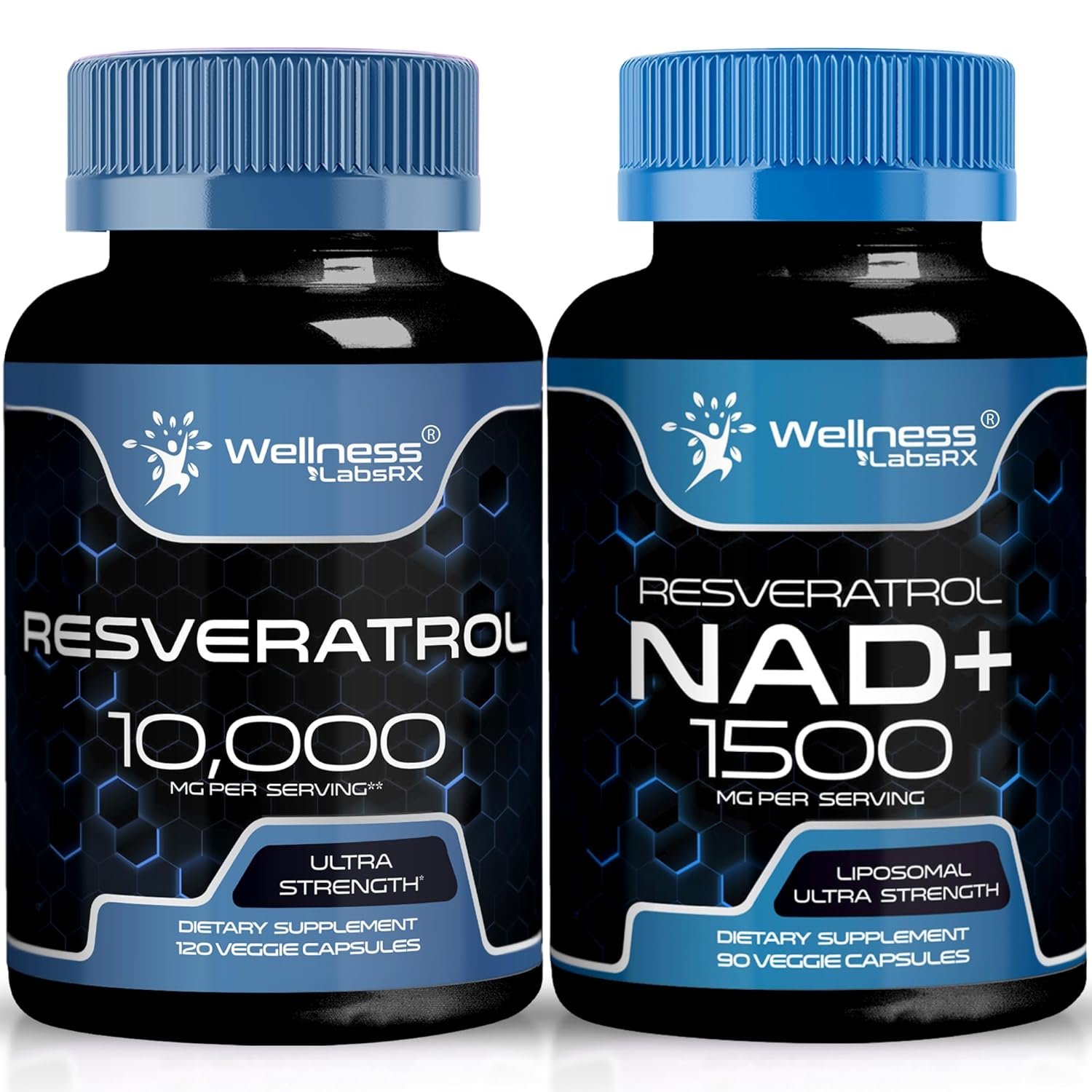 WELLNESS LABSRX Resveratrol Capsules 10000 - NAD+ Supplement Capsules 1500mg