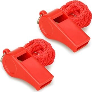 Whistle, Red Emergency Whistle with Lanyard, 2PCS Super Loud Plastic Whistles Perfect for Self-Defense, Lifeguard and Emergencies
