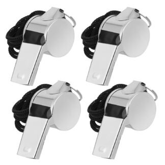 Whistles, 4 Pcs Whistle for Coaches, Stainless Steel Sound Sports Whistles with Lanyard Referee Whistle for Teachers Coaches Emergency Outdoor Sports