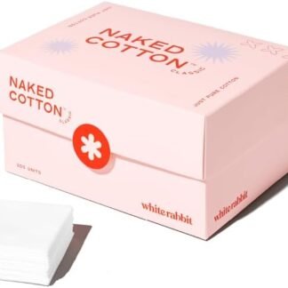 White Rabbit – Naked Cotton Classic – Premium 100% Cotton Pads for Toner Use, Makeup Remover, and Masks | Unbleached, Lint-Free, Extra Soft | Korean Skin Care Product (200 Count)