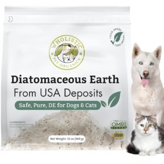 Wholistic Pet Organics Diatomaceous Earth - Food Grade for Dogs & Cats - 13 Oz - Multi Use Powder - Pet Safe Non-Chemical Freshwater Sourced Silica Supports Overall Health -...