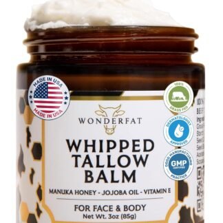 Wonderfat - Grass-Fed Whipped Tallow Balm – Face & Body Moisturizer with Manuka Honey – Lightweight, Fast-Absorbing Hydration for Dry, Sensitive Skin – Unscented, Clean Formula...