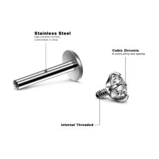 Xpircn 16G 18G Labret Monroe Lip Rings Nose Helix Tragus Earring Studs Piercing Jewelry 9PCS