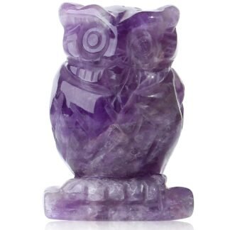YATOJUZI Owl Decor Natural Healing Crystals Stones White Cute Harry Potter Decors Owls Statues Figurines Hand-Carved Howlite Gemstones Home Room Office Desk Decorations Reiki...