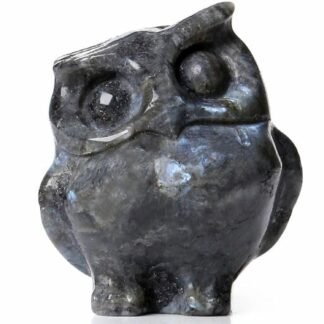 YATOJUZI Owl Decor Natural Healing Crystals Stones White Cute Harry Potter Decors Owls Statues Figurines Hand-Carved Howlite Gemstones Home Room Office Desk Decorations Reiki...