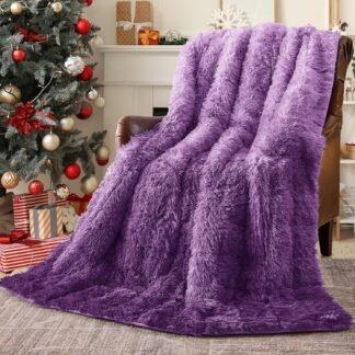 yescool Weighted Blanket for Adults (20 lbs, 60" x 80", Eggplant) Heavy Blanket for Sleeping Perfect for 140-160 lbs, Queen Size Faux Fur Blanket with Premium Glass Bead,...