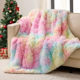 yescool Weighted Blanket for Adults (20 lbs, 60" x 80", Rainbow) Heavy Blanket for Sleeping Perfect for 140-160 lbs, Queen Size Faux Fur Blanket with Premium Glass Bead, Machine...