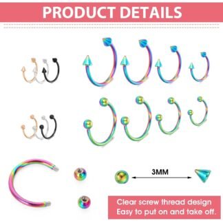 Yolev 32Pcs 18G Horseshoe Piercing for Women Men Variety of Sizes Horseshoe Rings Surgical Steel Nose Septum Horseshoe Hoop Earring Eyebrow Earring Hoop Lip - lunas-mystic-emporium.com Yolev 32Pcs 18G Horseshoe Piercing for Women Men Variety of Sizes Horseshoe Rings Surgical Steel Nose Septum Horseshoe Hoop Earring Eyebrow Earring Hoop Lip