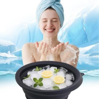 YOUXIU Face Bowl For Ice Built-In Ice Tray Foldable Silicone Face Ice Bath Facial Folding Washbasin Face Plunge,Therapy Bowl For Dipping Portable Spa At Home (Black)