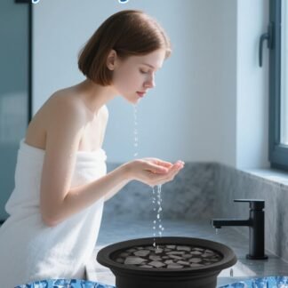 YOUXIU Face Bowl For Ice Built-In Ice Tray Foldable Silicone Face Ice Bath Facial Folding Washbasin Face Plunge,Therapy Bowl For Dipping Portable Spa At Home (Black)