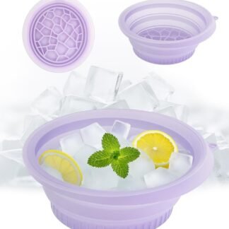 YOUXIU Face Bowl For Ice Built-In Ice Tray Foldable Silicone Face Ice Bath Facial Folding Washbasin Face Plunge,Therapy Bowl For Dipping Portable Spa At Home (Purple)