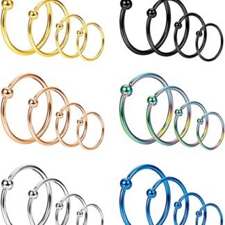 YOVORO 24PCS 20G Stainless Steel Nose Rings Hoop Cartilage Helix Ear Piercing Tragus Body Jewelry