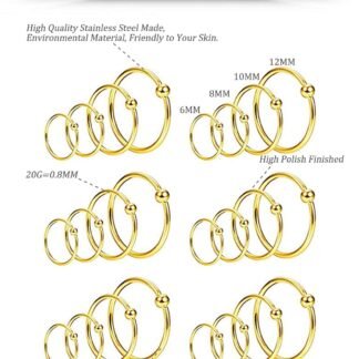 YOVORO 24PCS 20G Stainless Steel Nose Rings Hoop Cartilage Helix Ear Piercing Tragus Body Jewelry