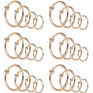 YOVORO 24PCS 20G Stainless Steel Nose Rings Hoop Cartilage Helix Ear Piercing Tragus Body Jewelry