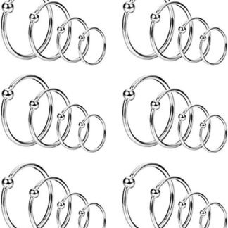 YOVORO 24PCS 20G Stainless Steel Nose Rings Hoop Cartilage Helix Ear Piercing Tragus Body Jewelry