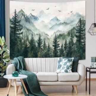 Zussun Misty Forest Mountain Tapestry Sage Green Nature Pine Tree Tapestry for Bedroom Aesthetic Watercolor Foggy Woodlands Birds Landscape Tapestries Wall Hanging for Living - lunas-mystic-emporium.com Zussun Misty Forest Mountain Tapestry Sage Green Nature Pine Tree Tapestry for Bedroom Aesthetic Watercolor Foggy Woodlands Birds Landscape Tapestries Wall Hanging for Living...