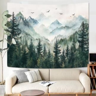 Zussun Misty Forest Mountain Tapestry Sage Green Nature Pine Tree Tapestry for Bedroom Aesthetic Watercolor Foggy Woodlands Birds Landscape Tapestries Wall Hanging for Living - lunas-mystic-emporium.com Zussun Misty Forest Mountain Tapestry Sage Green Nature Pine Tree Tapestry for Bedroom Aesthetic Watercolor Foggy Woodlands Birds Landscape Tapestries Wall Hanging for Living...