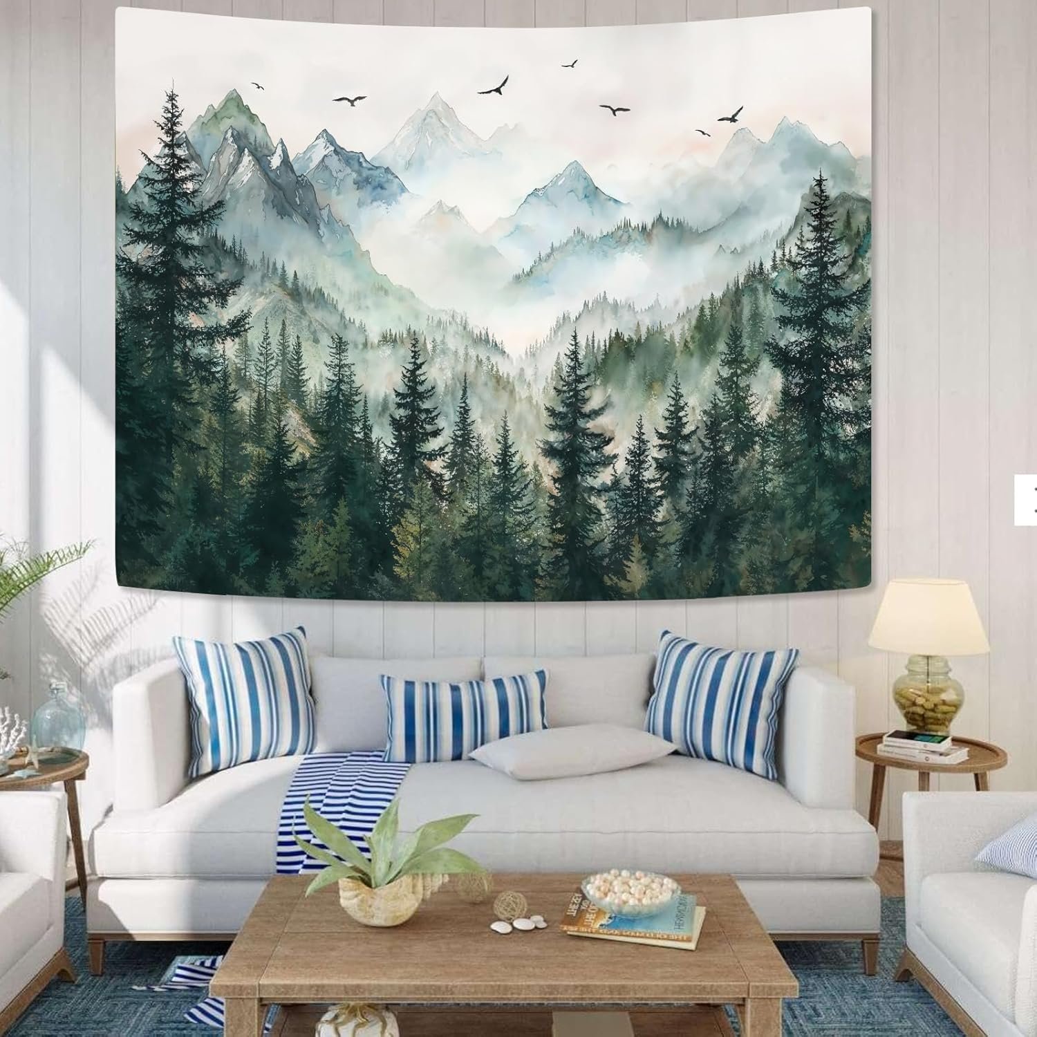 Zussun Misty Forest Mountain Tapestry Sage Green Nature Pine Tree Tapestry for Bedroom Aesthetic Watercolor Foggy Woodlands Birds Landscape Tapestries Wall Hanging for Living - lunas-mystic-emporium.com Zussun Misty Forest Mountain Tapestry Sage Green Nature Pine Tree Tapestry for Bedroom Aesthetic Watercolor Foggy Woodlands Birds Landscape Tapestries Wall Hanging for Living...