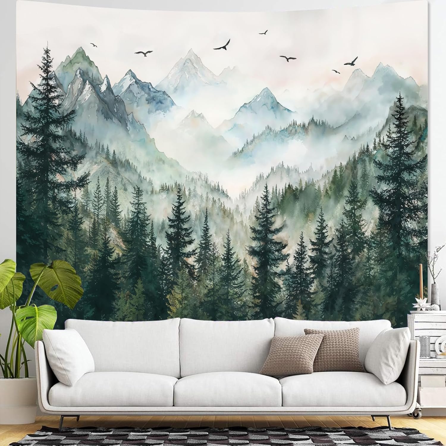Zussun Misty Forest Mountain Tapestry Sage Green Nature Pine Tree Tapestry for Bedroom Aesthetic Watercolor Foggy Woodlands Birds Landscape Tapestries Wall Hanging for Living - lunas-mystic-emporium.com Zussun Misty Forest Mountain Tapestry Sage Green Nature Pine Tree Tapestry for Bedroom Aesthetic Watercolor Foggy Woodlands Birds Landscape Tapestries Wall Hanging for Living...
