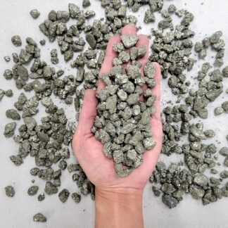 1/2 LB Pyrite Crystal Mini Chips - Gold, 228 Pieces, 1/4 inch or less, Round, 8 ounces