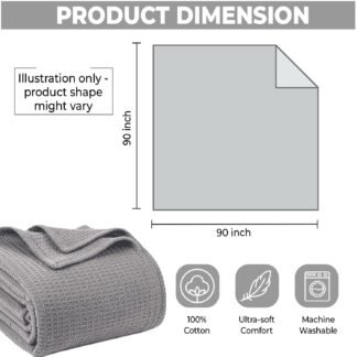 100 Cotton Blankets Queen Size for Bed - Waffle Weave Blankets for Summer Lightweight and Breathable Soft Woven Blanket for Spring White 90x90 Inches Light Grey Queen 90 - lunas-mystic-emporium.com 100% Cotton Blankets Queen Size for Bed - Waffle Weave Blankets for Summer, Lightweight and Breathable Soft Woven Blanket for Spring, White, 90x90 Inches (Light Grey, Queen (90"...