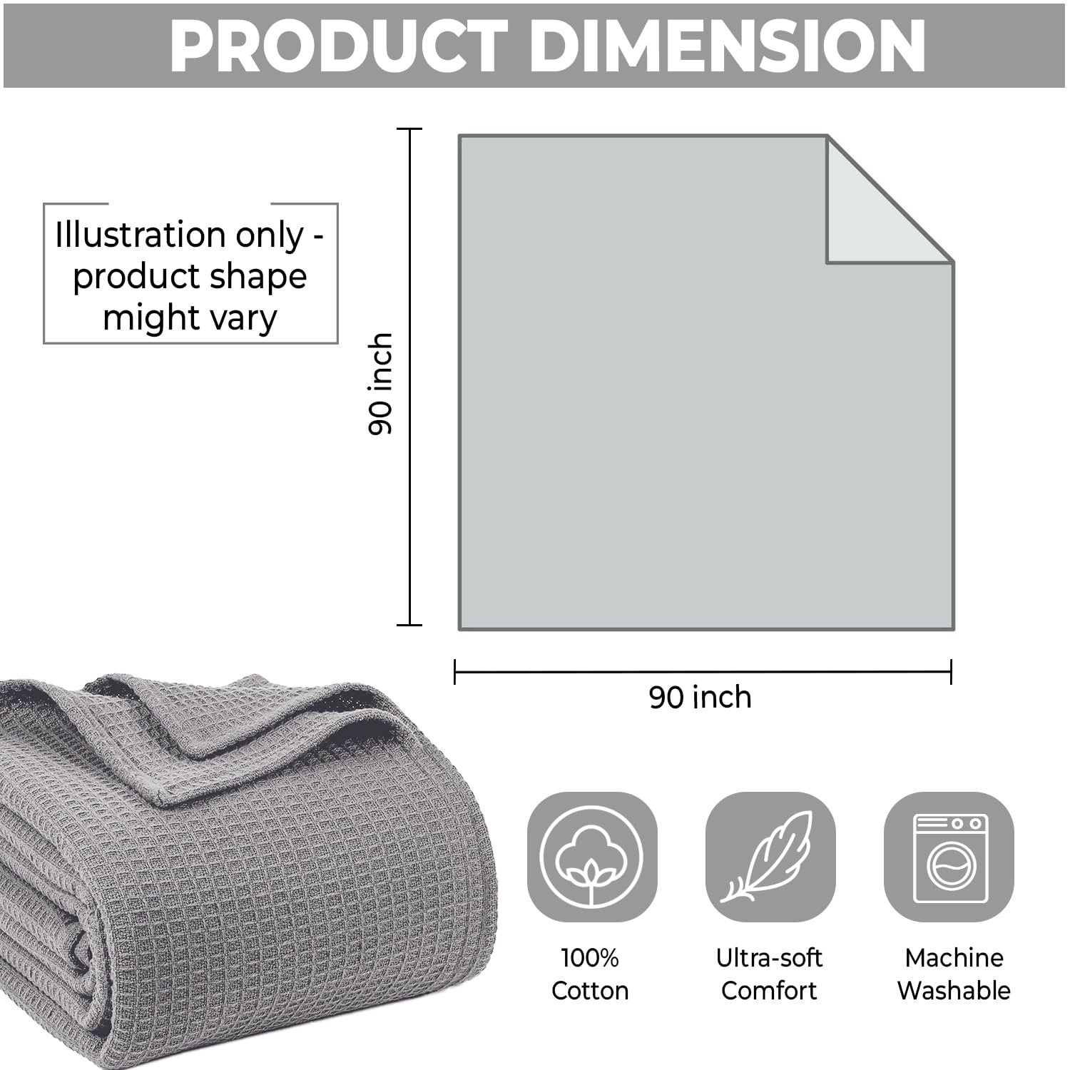 100 Cotton Blankets Queen Size for Bed - Waffle Weave Blankets for Summer Lightweight and Breathable Soft Woven Blanket for Spring White 90x90 Inches Light Grey Queen 90 - lunas-mystic-emporium.com 100% Cotton Blankets Queen Size for Bed - Waffle Weave Blankets for Summer, Lightweight and Breathable Soft Woven Blanket for Spring, White, 90x90 Inches (Light Grey, Queen (90"...