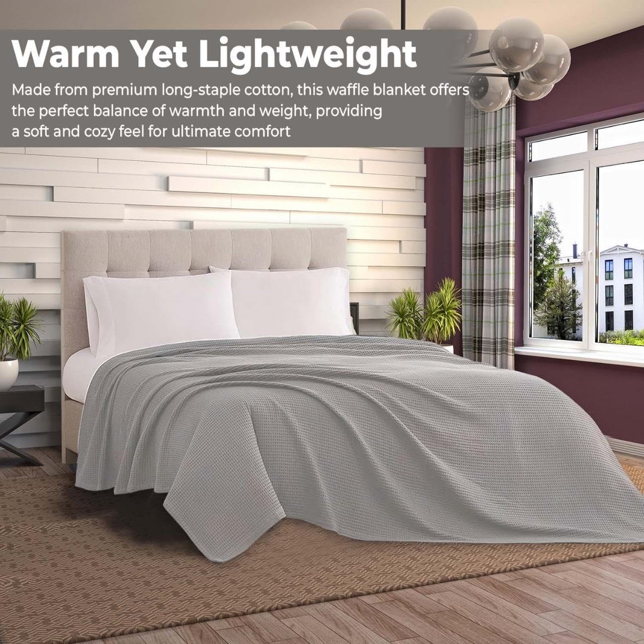 100 Cotton Blankets Queen Size for Bed - Waffle Weave Blankets for Summer Lightweight and Breathable Soft Woven Blanket for Spring White 90x90 Inches Light Grey Queen 90 - lunas-mystic-emporium.com 100% Cotton Blankets Queen Size for Bed - Waffle Weave Blankets for Summer, Lightweight and Breathable Soft Woven Blanket for Spring, White, 90x90 Inches (Light Grey, Queen (90"...