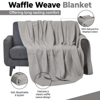 100 Cotton Blankets Queen Size for Bed - Waffle Weave Blankets for Summer Lightweight and Breathable Soft Woven Blanket for Spring White 90x90 Inches Light Grey Queen 90 - lunas-mystic-emporium.com 100% Cotton Blankets Queen Size for Bed - Waffle Weave Blankets for Summer, Lightweight and Breathable Soft Woven Blanket for Spring, White, 90x90 Inches (Light Grey, Queen (90"...