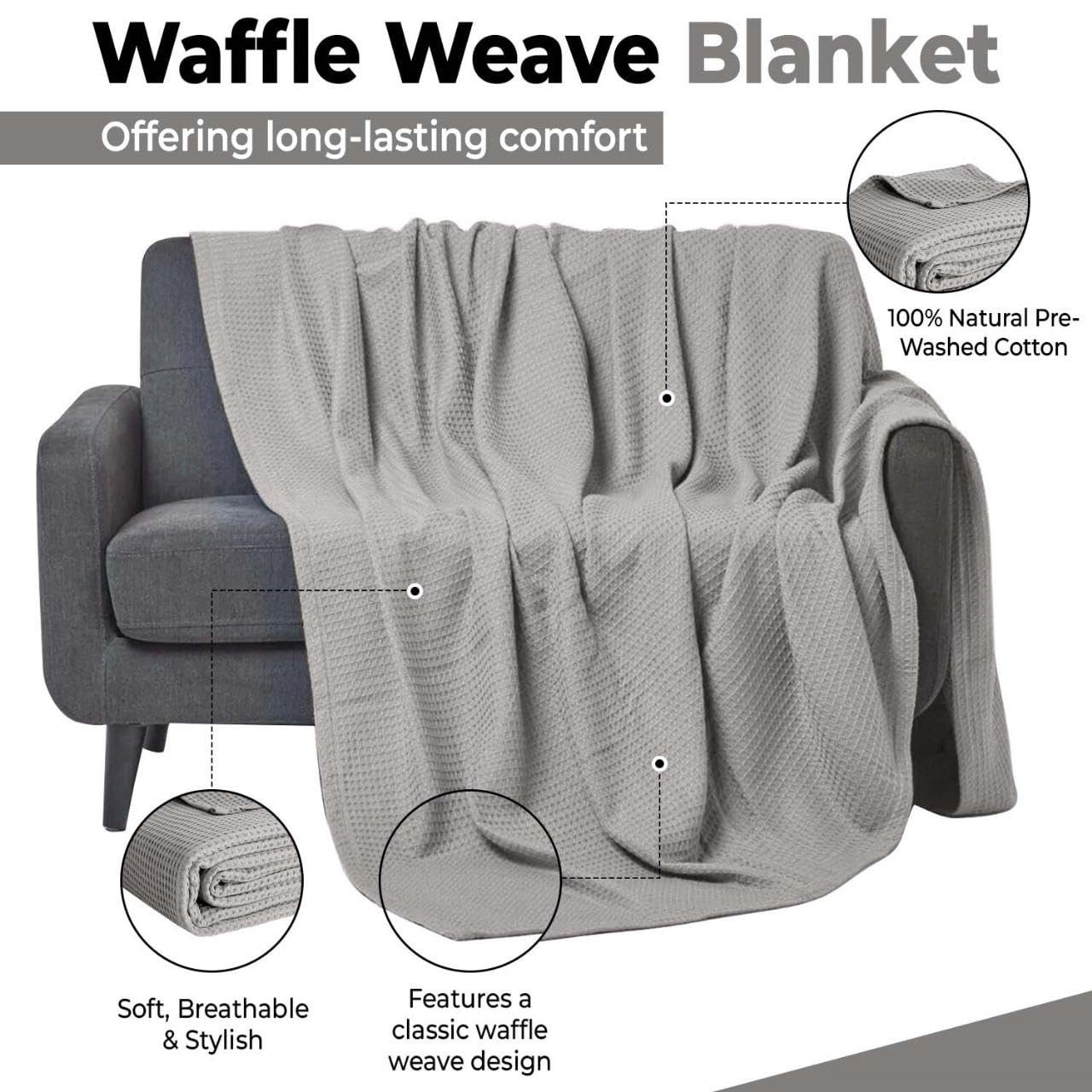 100 Cotton Blankets Queen Size for Bed - Waffle Weave Blankets for Summer Lightweight and Breathable Soft Woven Blanket for Spring White 90x90 Inches Light Grey Queen 90 - lunas-mystic-emporium.com 100% Cotton Blankets Queen Size for Bed - Waffle Weave Blankets for Summer, Lightweight and Breathable Soft Woven Blanket for Spring, White, 90x90 Inches (Light Grey, Queen (90"...