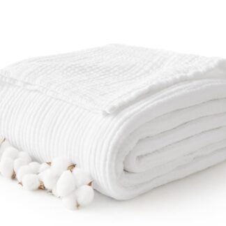 100% Cotton Muslin Blanket King 108" x 90", 6 Layers Breathable and Lightweight Cotton Throw Blanket for Bed, Soft Quilt Bedspread Coverlet, Gauze Blanket for Adults All Season,...