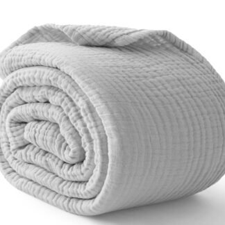 100% Cotton Muslin Blanket King 108" x 90", Breathable and Lightweight Cotton Throw Blankets for Bed, Soft Cooling Summer Gauze Blanket for Adults All Season, Light Grey