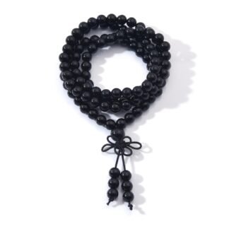 108 Mala Prayer Beads Bracelet 6mm Genuine Gemstone Healing Crystal Stone Beaded Bracelet Buddhist Tibetan Handmade Knotted Elastic Necklace for Yoga Meditation Unisex Women Men