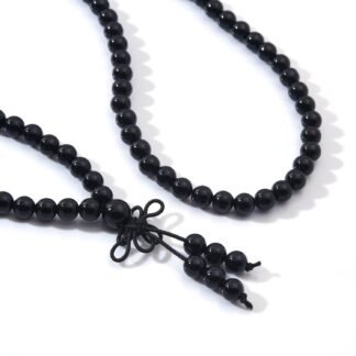 108 Mala Prayer Beads Bracelet 6mm Genuine Gemstone Healing Crystal Stone Beaded Bracelet Buddhist Tibetan Handmade Knotted Elastic Necklace for Yoga Meditation Unisex Women Men