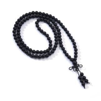 108 Mala Prayer Beads Bracelet 6mm Genuine Gemstone Healing Crystal Stone Beaded Bracelet Buddhist Tibetan Handmade Knotted Elastic Necklace for Yoga Meditation Unisex Women Men