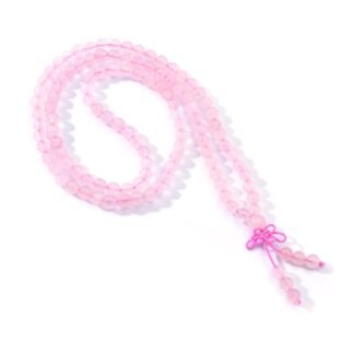 108 Mala Prayer Beads Bracelet 6mm Genuine Gemstone Healing Crystal Stone Beaded Bracelet Buddhist Tibetan Handmade Knotted Elastic Necklace for Yoga Meditation Unisex Women Men