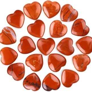 10pcs Natural Crystal Red Jasper Heart Shaped Healing Red Jasper Healing Stones Polished Rocks Cute Mini Palm Chakra Gemstones Reiki Energy Balancing Stone for Meditation...