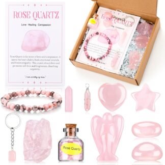 11 Pcs Healing Crystals Set Chakra Quartz Kits Rose Quartz Chakra Stones Gemstone Bottle Crystal Wand Bracelet Pendant Card Box for Beginners Meditation Yoga Christmas Gifts - lunas-mystic-emporium.com 11 Pcs Healing Crystals Set Chakra Quartz Kits Rose Quartz Chakra Stones Gemstone Bottle Crystal Wand Bracelet Pendant Card Box for Beginners Meditation Yoga Christmas Gifts